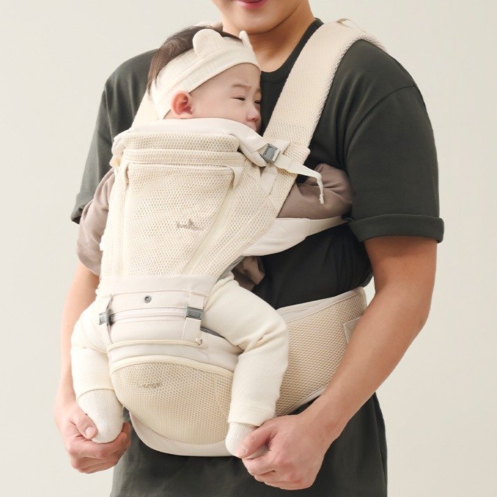 아이엔젤 올인원 닥터다이얼 폴드 에어 힙시트 아기띠, 아이보리 상세 이미지 2