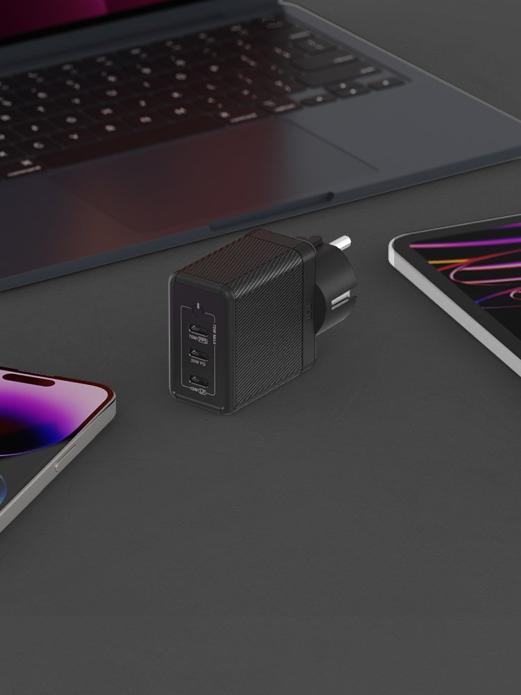 USB PD 75W PPS GaN 접지 멀티 초고속 충전기 GE920 블랙 상세 이미지 2