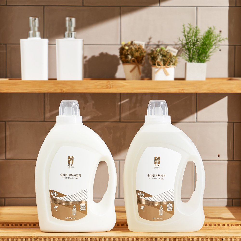 숲바른 아기 유아 대용량 세탁세제 2.8L + 섬유유연제 2.8L 상세 이미지 1